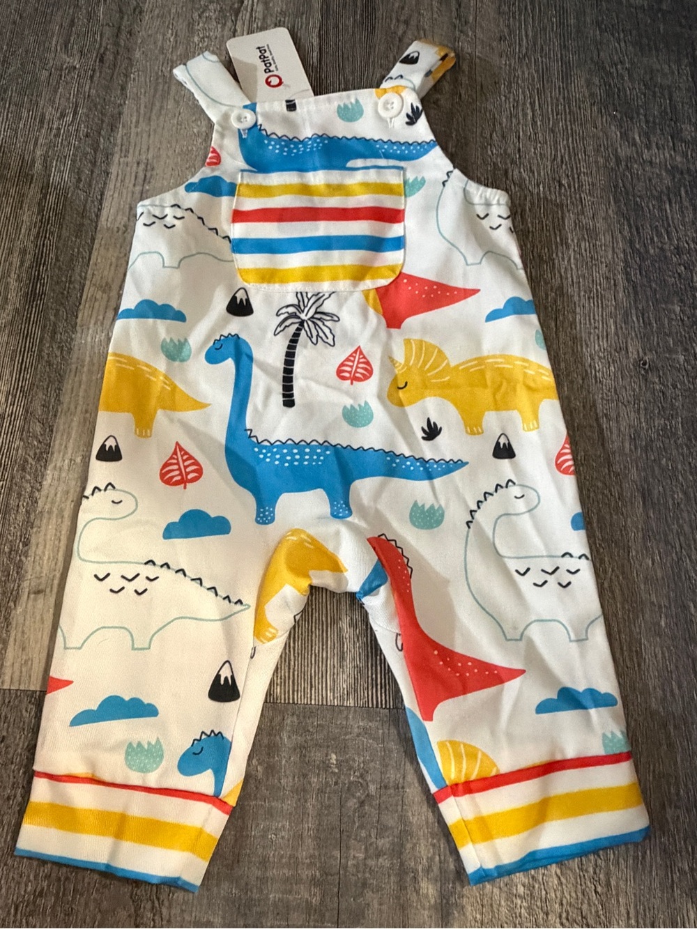 NWT PatPat Dinosaur Print Overall Romper 3-6 Months Colorful Baby Outfit